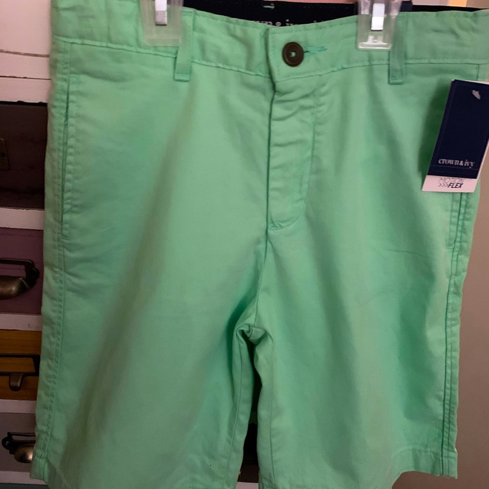 Boys Crown and Ivy mint colored shorts
